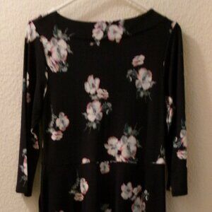 NWTS, JOULES, SIZE 8, 3/4 SLEEVE, MIDI, DROP WAIST, NAVY/POPPY, 2 POCKET DRESS